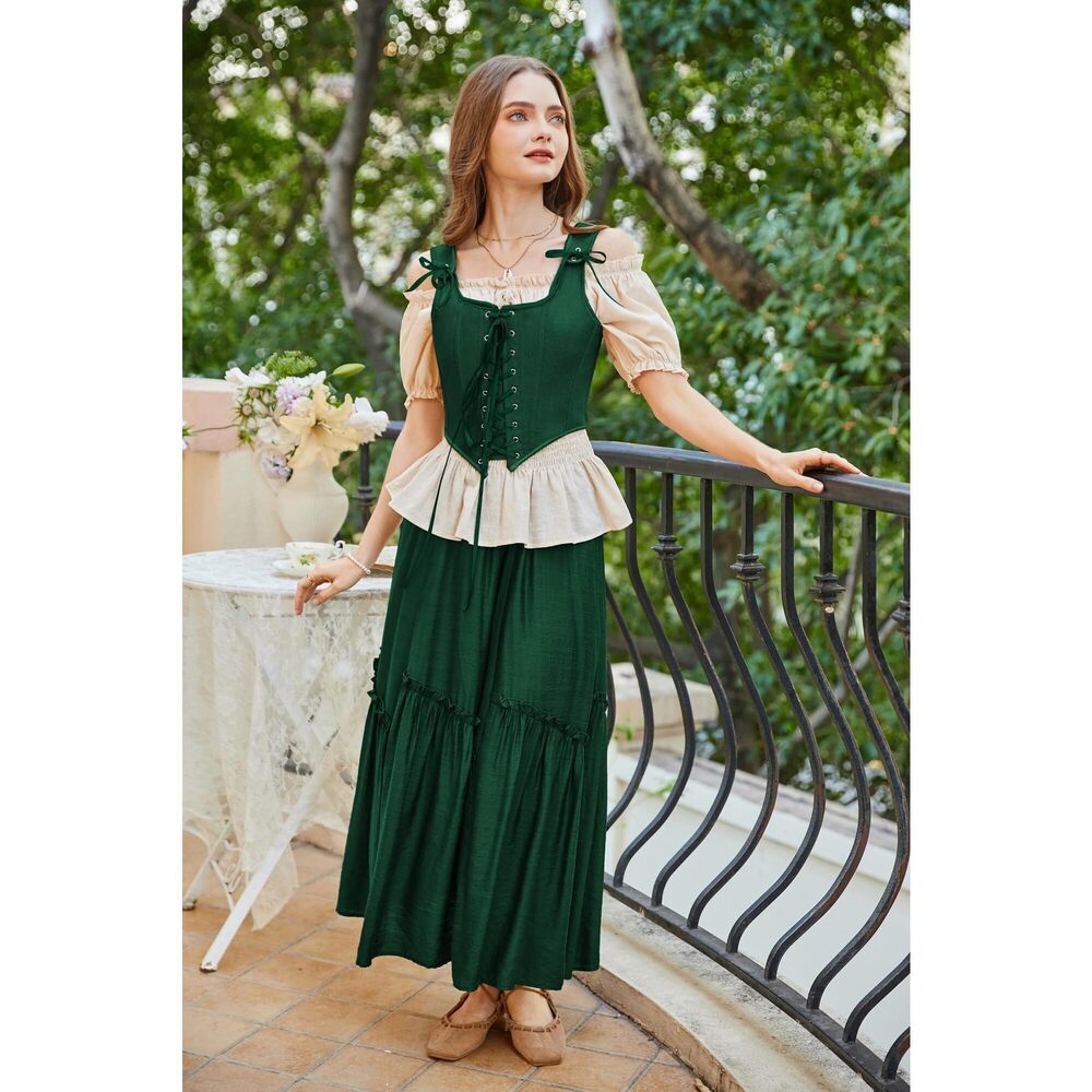 6746 Plus Size Renaissance Bustier Tops Corset Tops Overbust Bustier Forest View 4
